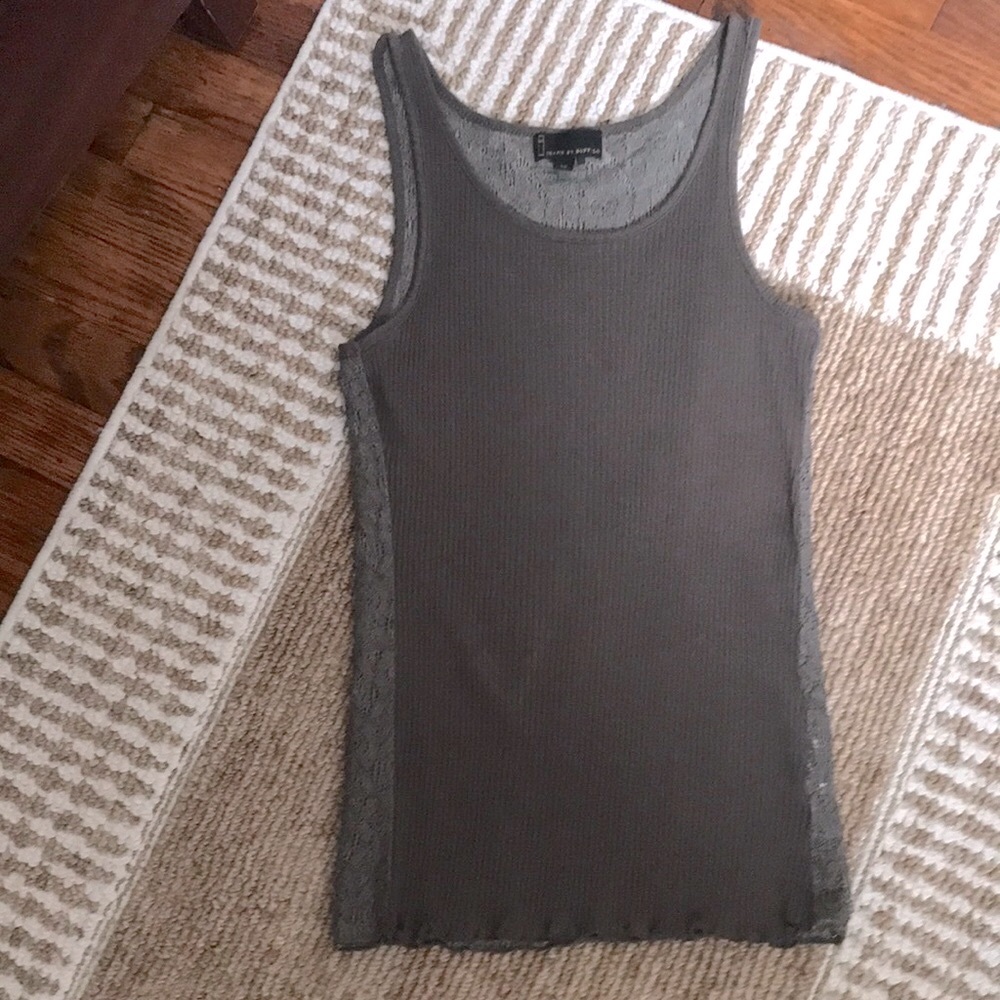 Women’s Tank,  i Jeans by Buffalo, Size L, Army Green, Lace on Back, NWOT